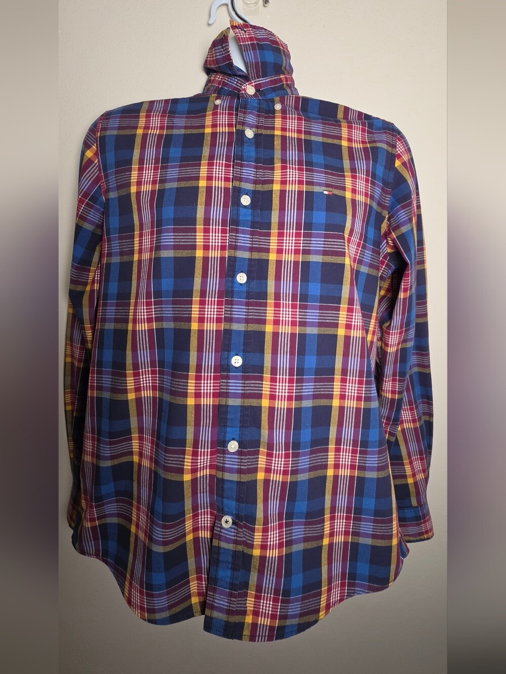 Tommy Hilfiger Plaid Button-Down Shirt in Blue, Red & Yellow